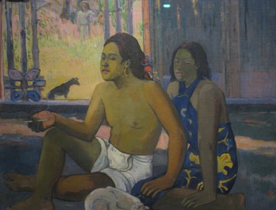 Tahitianer in einem Raum von Paul Gauguin